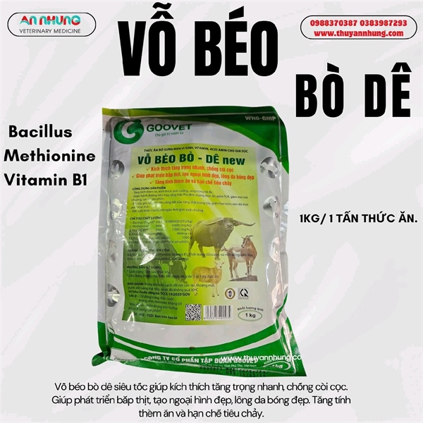 GOOVET VỖ BÉO BÒ DÊ 1Kg (5IN1) - Gói