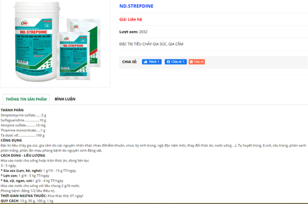 ND STREPDINE - Đặc trị tiêu chảy 100gr - Ảnh 4