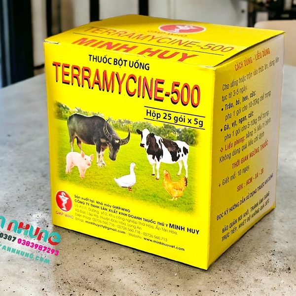 Minh Huy Teramycine 500 Bạc 5gr - Hộp 25 gói