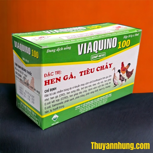VIAVET Quino 100 (Hen Gà, Tiêu chảy) Oral 10ml - Hộp 10 lọ