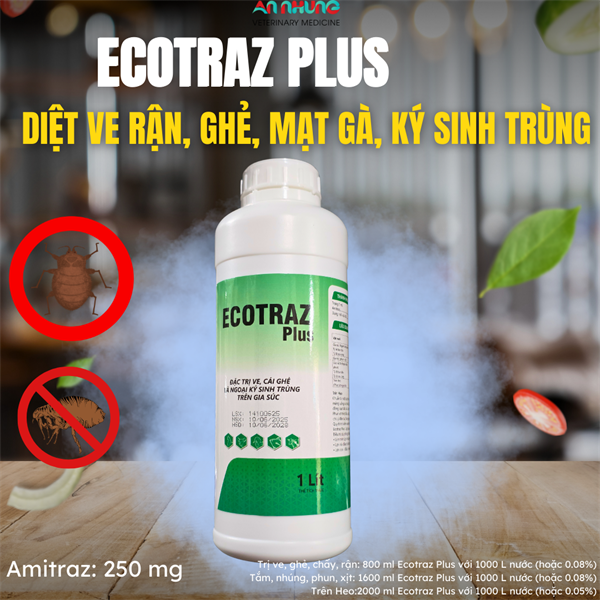 AGRI ECOTRAZ PLUS 1 lít - Ve, ghẻ, bọ chét và ngoại ký sinh trùng trên gia súc.