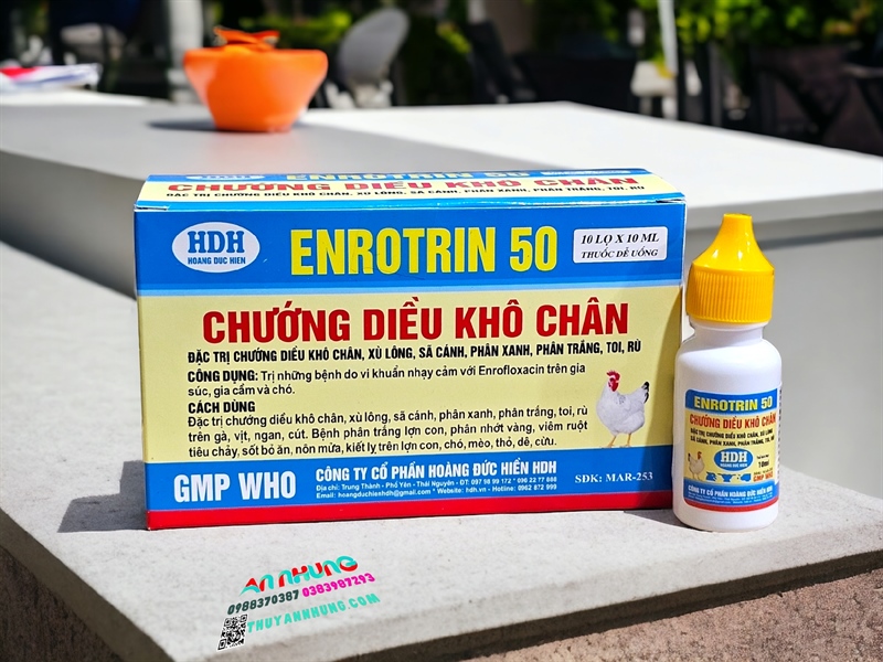 HDH Enrotrin 50 Oral 10ml - Chướng diều, khô chân