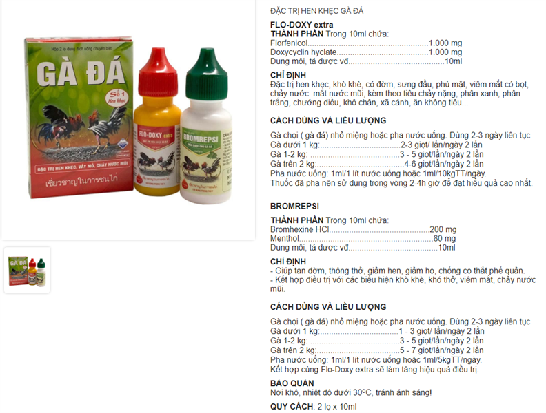 VIAVET Gà Đá (Flor doxy+ Brom) Oral 10ml - Cặp - Ảnh 2