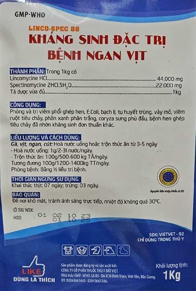 LIKE KHÁNG SINH NGAN VỊT 1kg - Gói 10in1 - Ảnh 2