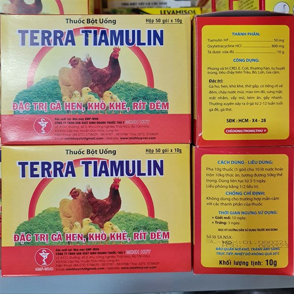Minh Huy Tera Tiamulin 10gr - Hen gà, rít đêm - hộp 50 gói - Ảnh 2