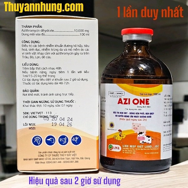 LIKE AZI ONE - Đặc trị viêm phổi nặng - 1 mũi duy nhất - Lọ 100ml - Ảnh 2
