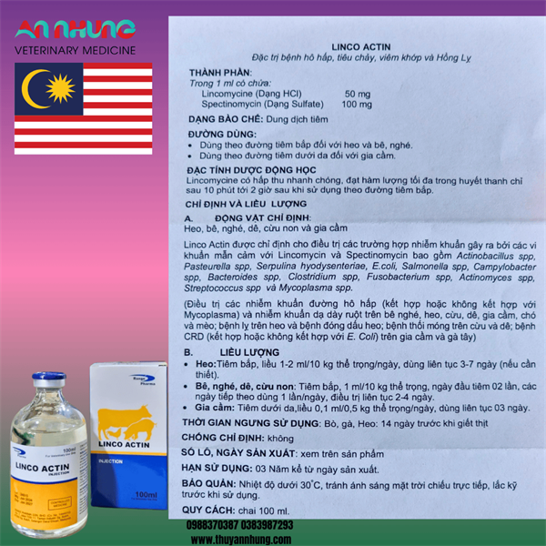AGRI LINCO ACTIN 100ml - MALAYSIA - Chai 100ml - Ảnh 2