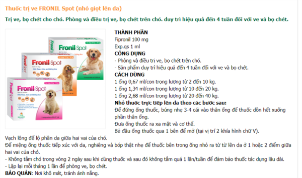 VMD Fronil Spot 0,67ml ( Từ 2 - 10 kg) - Thùng 100 hộp - Ảnh 2