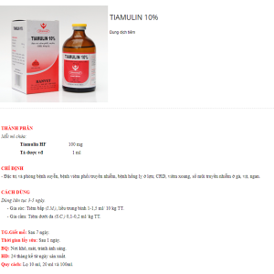Alternative view of HANVET TIAMULIN 10% 100ml - Lọ