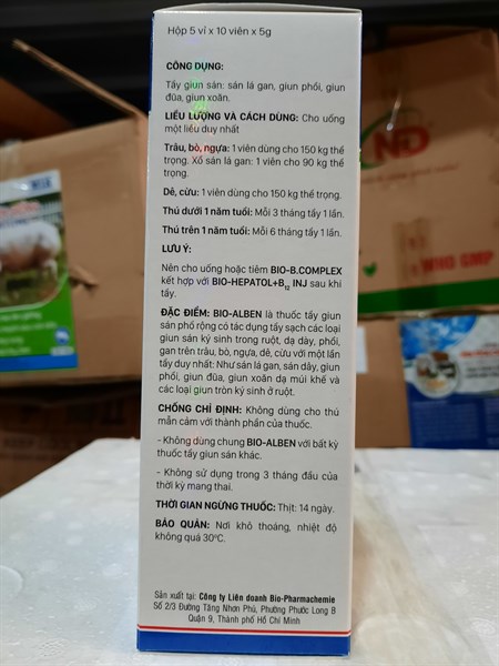 BIO ALBEN - Viên 150kg - Tẩy giun sán - Hộp 50 viên - Ảnh 4