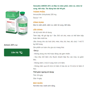 Alternative view of VMD AMOX 20% LA - chai 100ml