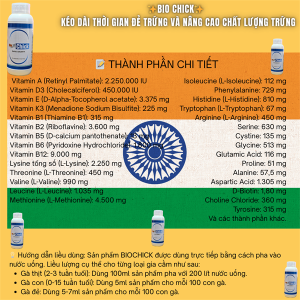 Alternative view of BIO CHICK 1 lít - kéo dài thời gian đẻ trứng và nâng cao chất lượng trứng cho gia cầm - Chai