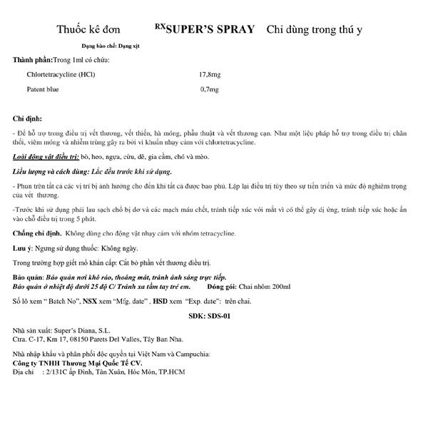 CV SUPER SPRAY - Chlotetracyciline HCL 200ml - Chai - Ảnh 4