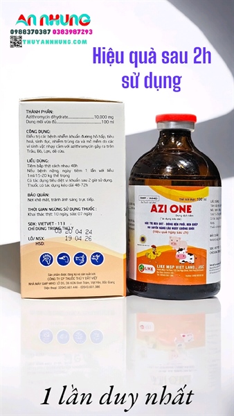 LIKE AZI ONE - Đặc trị viêm phổi nặng - 1 mũi duy nhất - Lọ 100ml - Ảnh 3