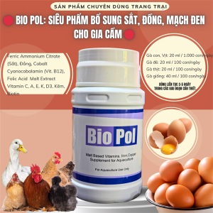 BIO POL1 lít -BỔ SUNG SẮT, ĐỒNG, MẠCH ĐEN CHO GIA CẦM - Chai