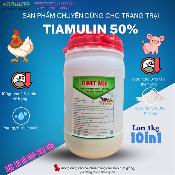 SAGOPHAR TIAVET 1kg - Tiamulin 50% - Lon 10in1