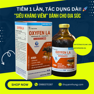 VIAVET OXYFEN LA 100ml - OXYTETRA 200 - điều trị Myco Suis, viêm nhiễm - chai/100ml