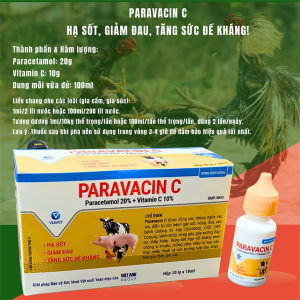 Viavet Paravacin C Oral 10ml - hạ sốt, giảm đau - Hộp 10 lọ