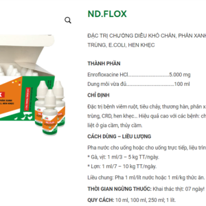 Alternative view of ND Flox 10ml (Chướng diều, khô chân) - Hộp 15 lọ
