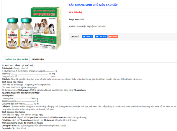 ND Cặp Kháng Sinh Chó Mèo Cao Cấp 10ml - Thùng 120 cặp - Ảnh 2