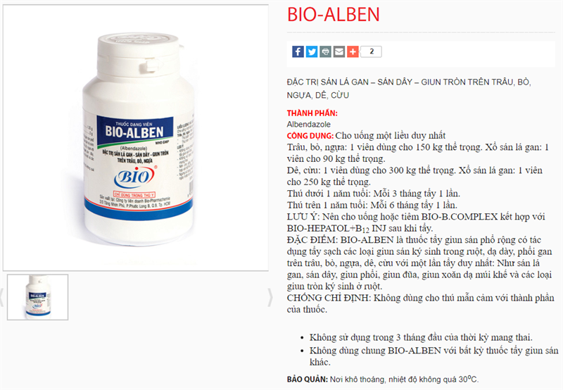 BIO ALBEN - Viên 150kg - Tẩy giun sán - Hộp 50 viên - Ảnh 3