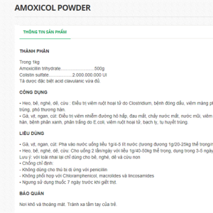 Alternative view of AGRIVIET - AMOXICOL POWDER 50% 1kg - ĐỎ - Gói 10in1