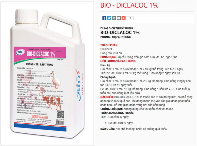 BIO DICLACOC 1% 1 Lít - Can 1 lít - Ảnh 3