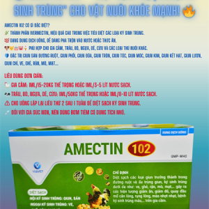 Via Amectin 102 10ml - Tẩy giun Ivermectin nhỏ miệng - Hộp 10 lọ