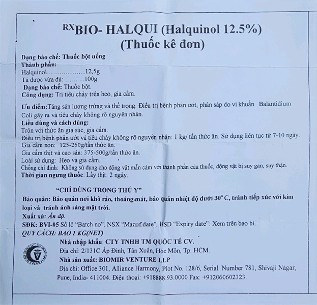 CV Halquinol 12.5% - 1kg xá - Ảnh 3