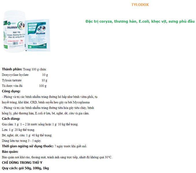 Goovet Tylo Dox 10gr - CRD, Myco, COryza, Thương Hàn, Khẹc vịt, sưng phù đầu - Ảnh 4