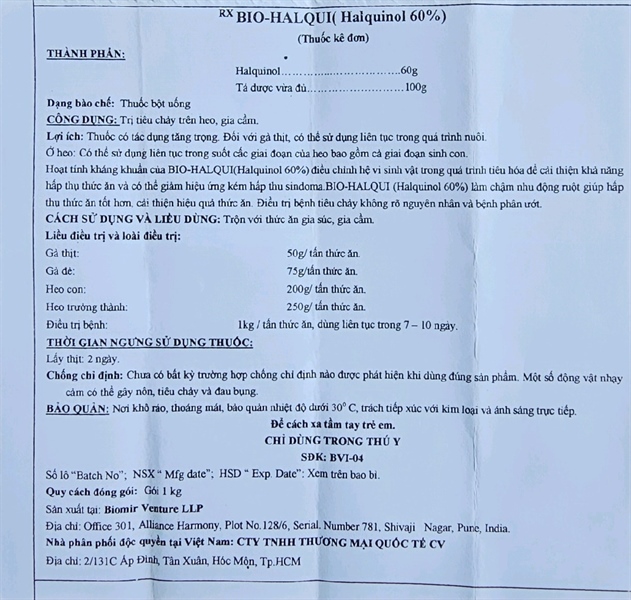 CV HALQUINOL 60% - 1kg xá - Ảnh 4