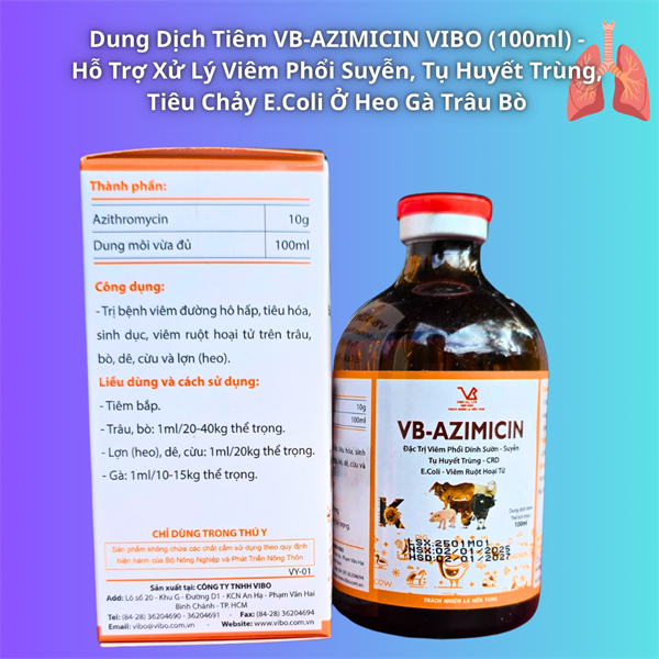 VB AZIMICIN - Đặc Trị Viêm Phổi Dính Sườn,APP, Suyễn, Tụ Huyết Trùng - Ảnh 5