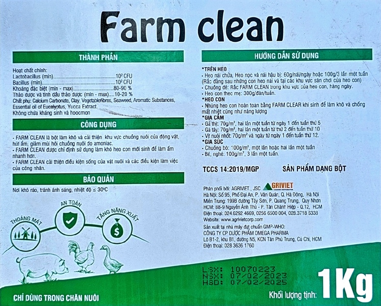 AGRI FARM CLEAN (Hương Quế) - Bột Úm, Bột lăn heo con - 1kg - Ảnh 4
