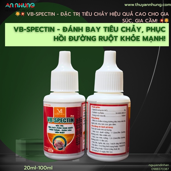 VB Spectin Pro 20ml Oral - Tiêu chảy, phân vàng nhớt, phân trắng, phân xám