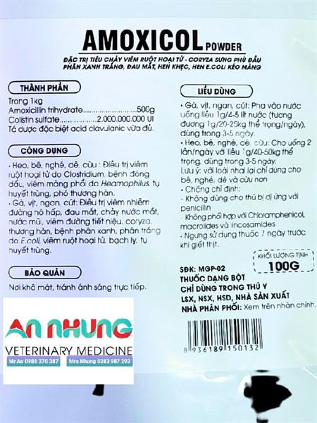 AGRIVIET - AMOXICOL POWDER 50% 1kg - ĐỎ - Ảnh 3