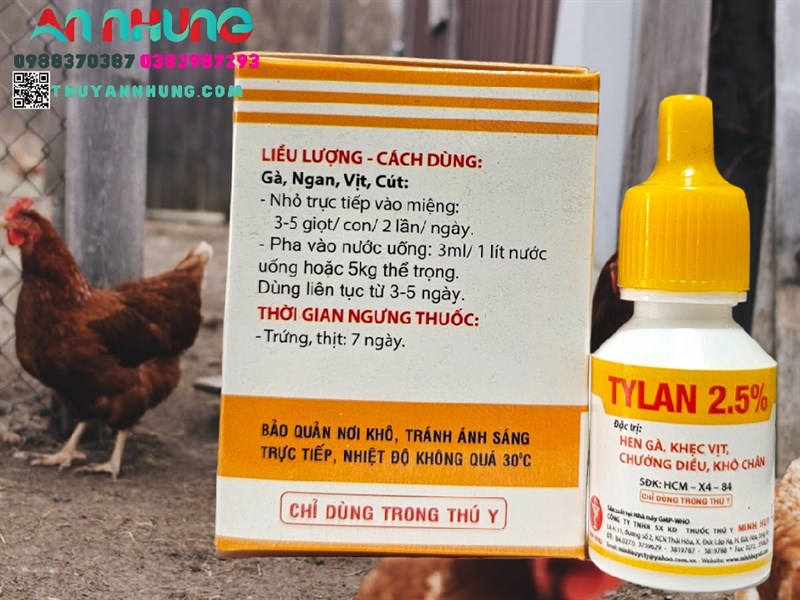 Minh Huy Tylan 2,5% 10ml - Hen gà, khẹc vịt, chướng diều, khô chân - Ảnh 3