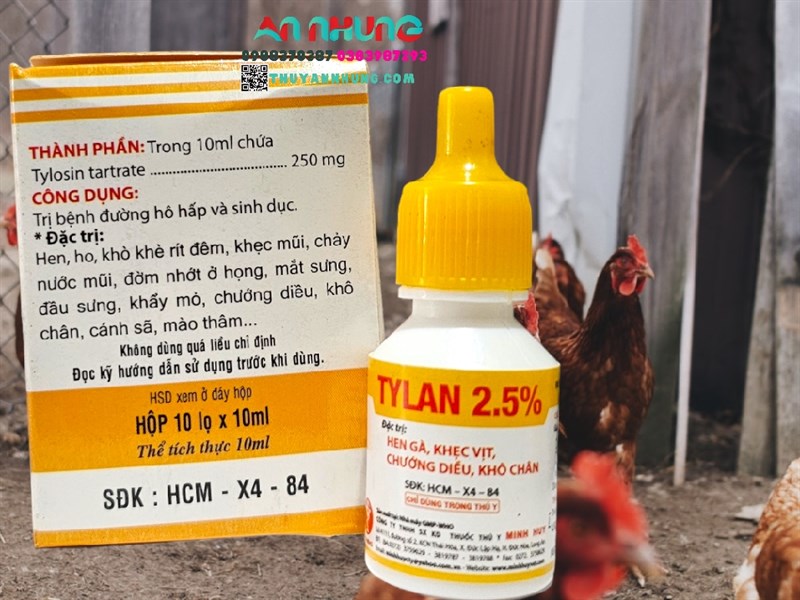 Minh Huy Tylan 2,5% 10ml - Hen gà, khẹc vịt, chướng diều, khô chân - Ảnh 2