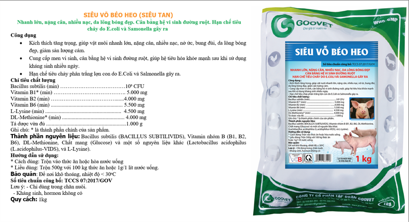 GOOVET SIÊU VỖ BÉO HEO (SIÊU TAN) 5kg/xô - Ảnh 2