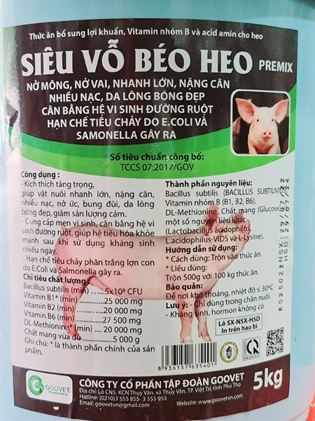 GOOVET SIÊU VỖ BÉO HEO (SIÊU TAN) 5kg/xô - Ảnh 3