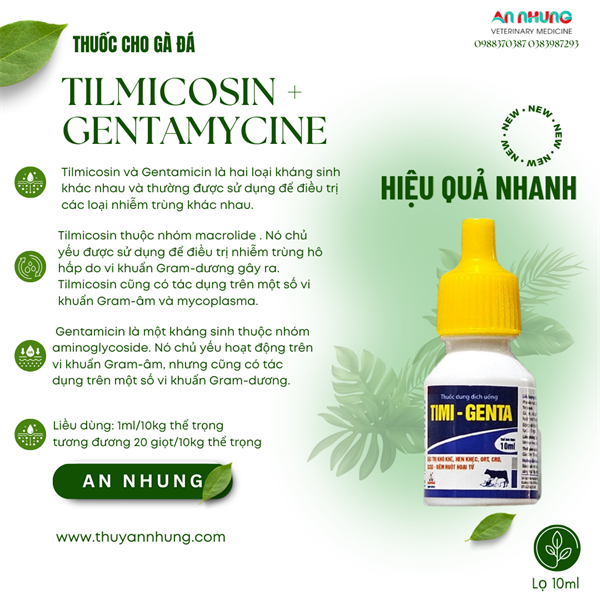 Sagophar Timi Genta 10ml - Khò khè, hen khẹc, CRD, ORT, - Ảnh 3