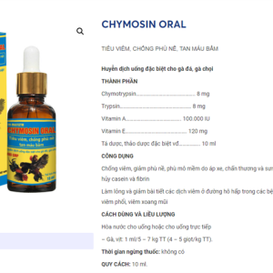 Alternative view of Drich Chymosin Oral (gà đá) 10ml - TIÊU VIÊM, CHỐNG PHÙ NỀ, TAN MÁU BẦM