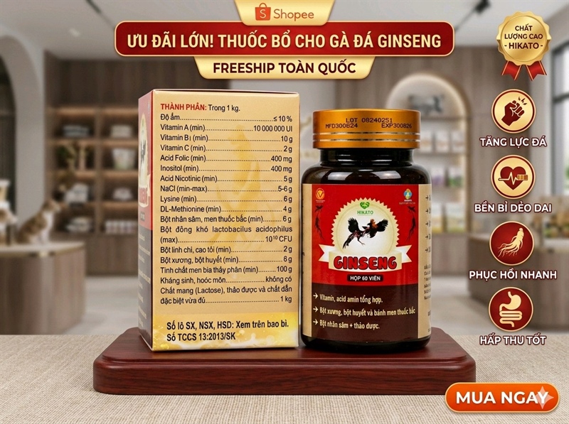 Hikato Ginseng ( nhân sâm cho gà đá) - Hộp 60 viên - Ảnh 3