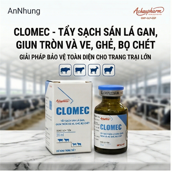 Á Châu Clomec 20ml- Sán lá gan, Giun các loại - Chai - Ảnh 4