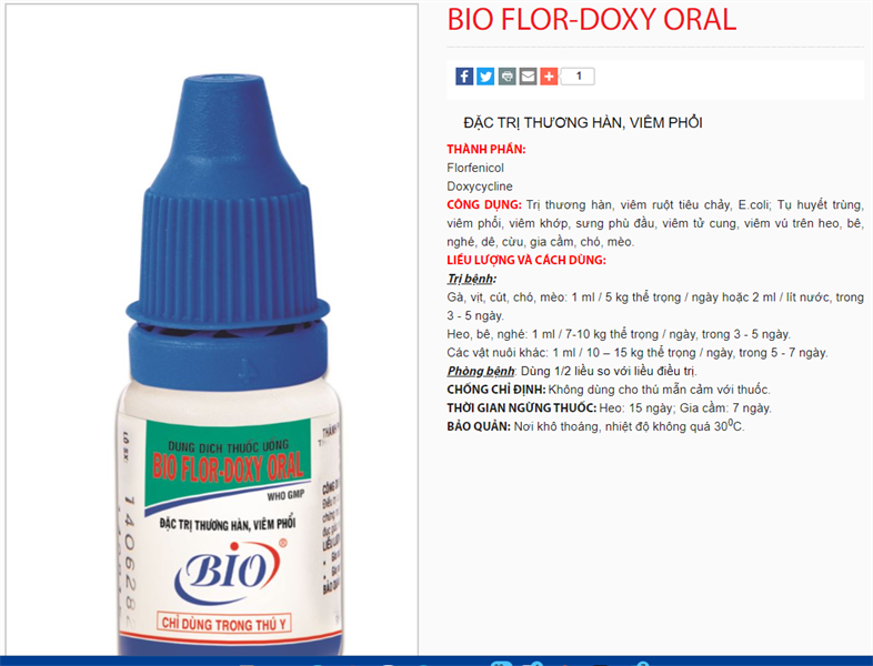 Bio Flor Doxy Oral (Oral) 10ml - Thương Hàn, Viêm Phổi - Lọ - Ảnh 5