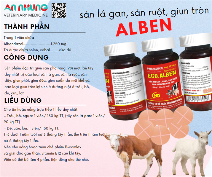 ECO ALBEN (Viên 150kg thể trọng) - Hũ 36 viên