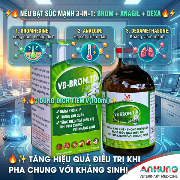 VB BROM TD 100ml - ♻️ 3in1♻️ Brom + Anagil + Dexa - Lọ 100ml - Ảnh 3