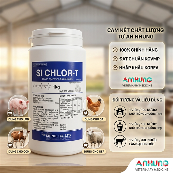 AVAC - Viên Sủi Khử Trùng SI CHLOR - T (Hàn Quốc) - Diệt Khuẩn, Sát Trùng Chuồng Trại & Nguồn Nước An Toàn. - Lon 200 viên - Ảnh 3