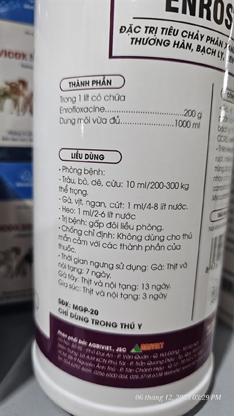 AGRIVIET ENRO SOL 20% - 1 Lít - Lít - Ảnh 4