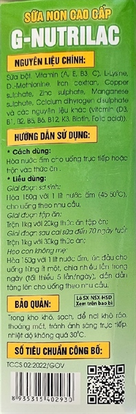 GOOVET G NUTRILAC 1kg - SỮA NON CAO CẤP THAY THẾ SỮA MẸ - Miễn dịch khỏe nhờ kháng thể IgA, IgG - Hộp - Ảnh 4