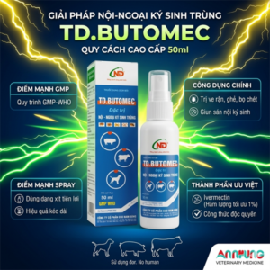 ND BUTOMEC 50ml spray - xịt Ve, Rận, Ghẻ, Giun, Dòi da - chai